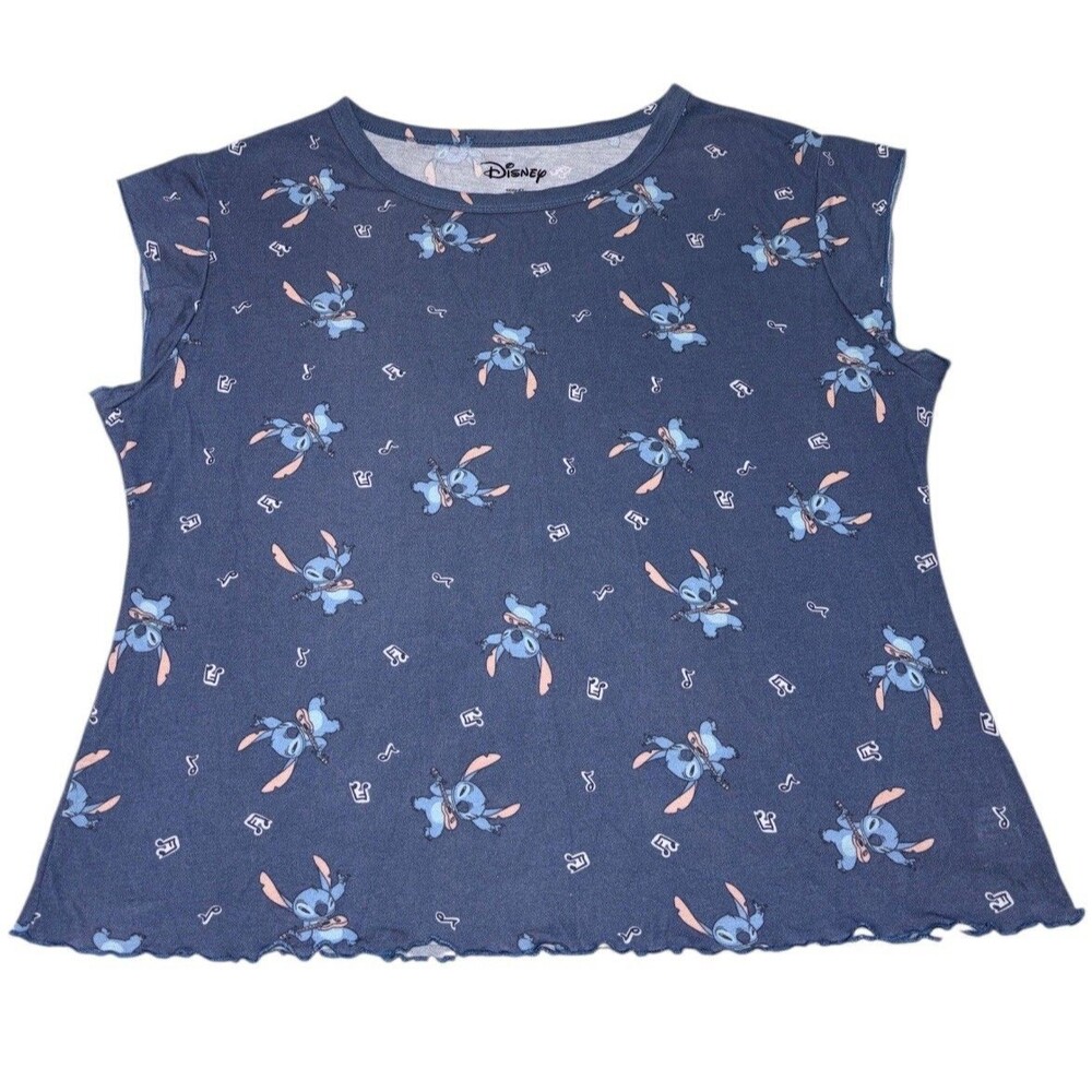 Disney Stitch Sleep Shirt Pajama Tee Women's Large Short Sleeve Musical Stitch